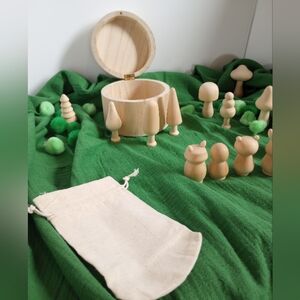 Waldorf Wooden Animal Set, Wooden Trees, Wooden Box, Montessori Set